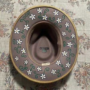 Hand painted wool brimmed hat